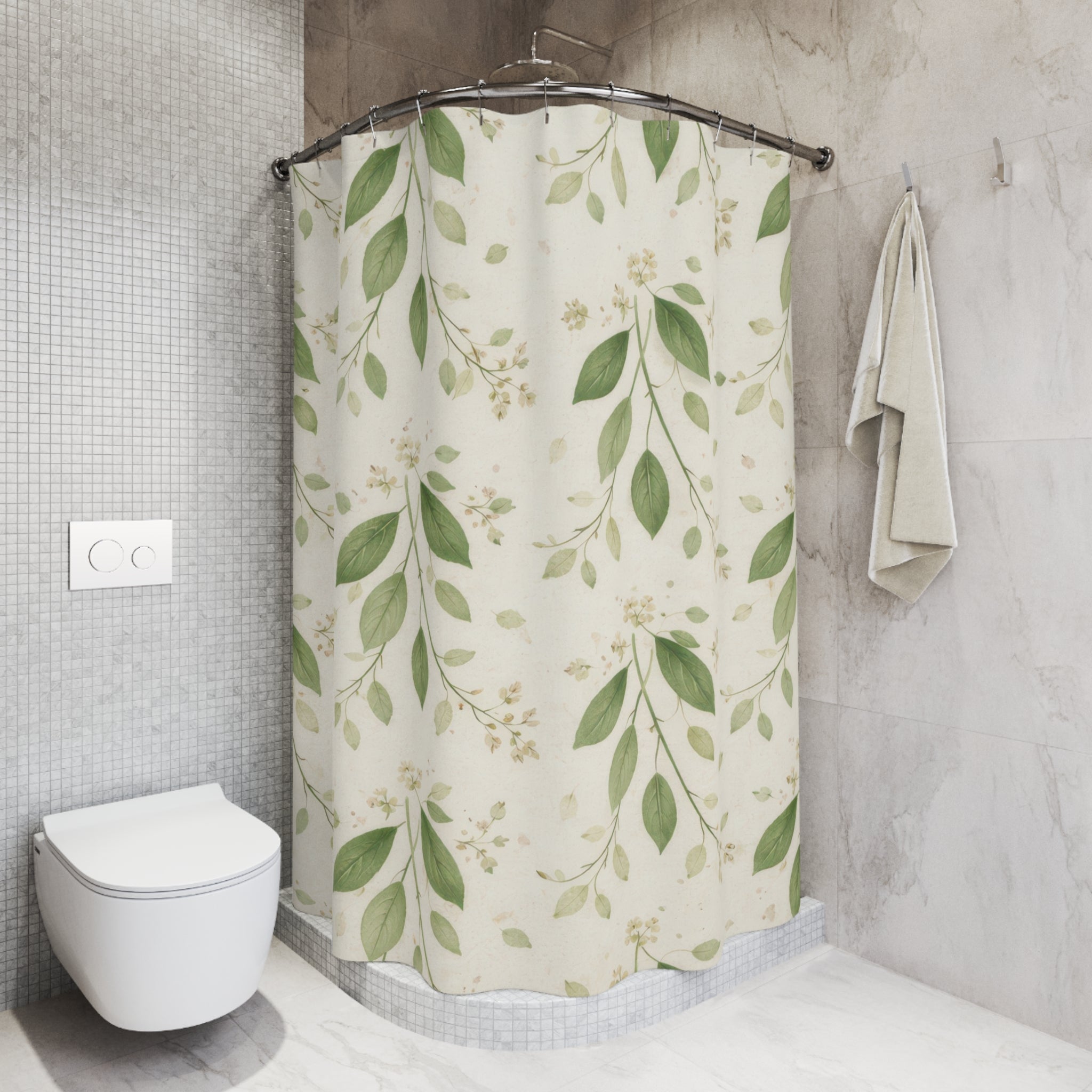 Sage Green Floral Vine Shower Curtain – Cottagecore