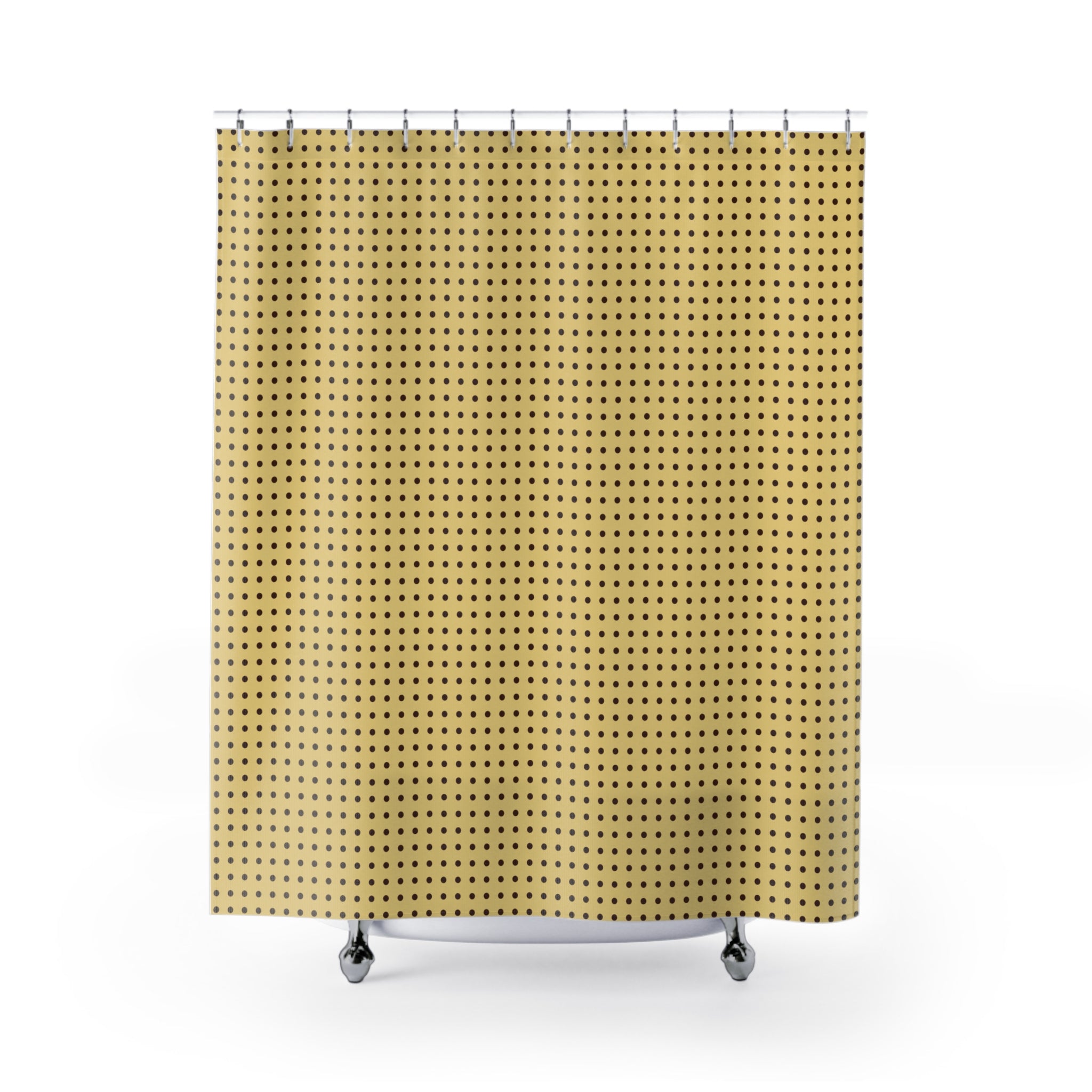 Chocolate and Butter Yellow Polka Dot Shower Curtain