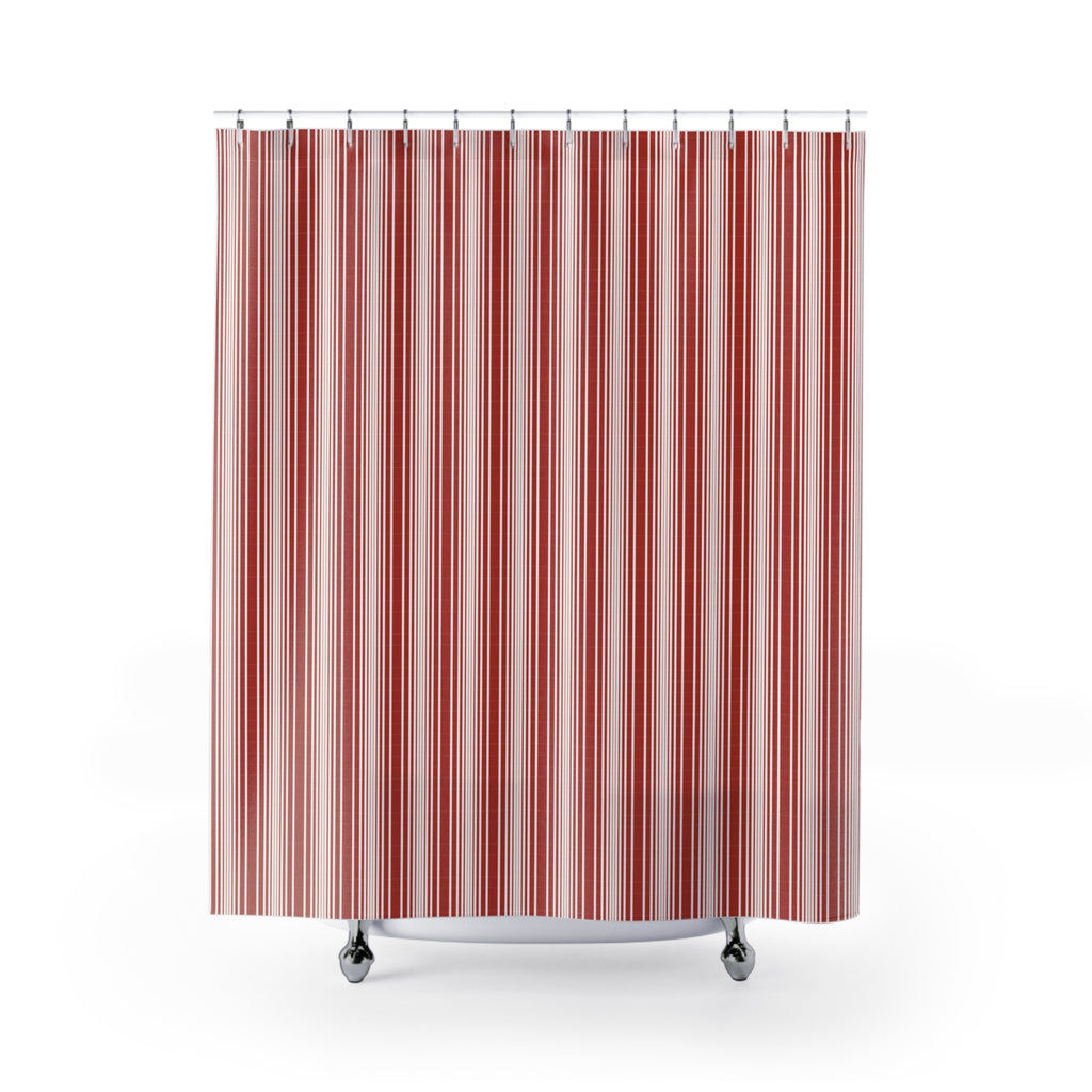 Red & White Graduated Stripe Shower Curtain – Modern
