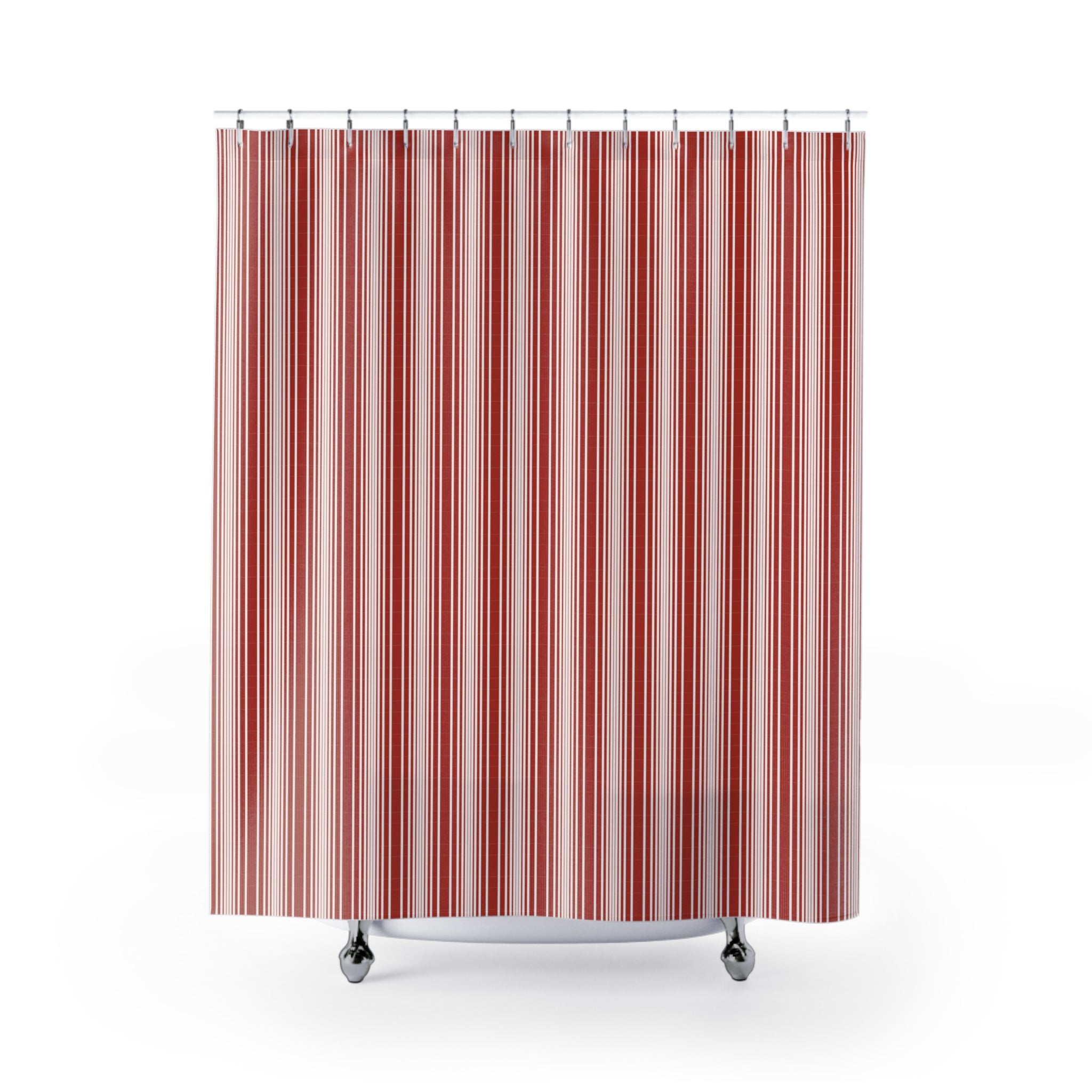 Red & White Graduated Stripe Shower Curtain – Modern