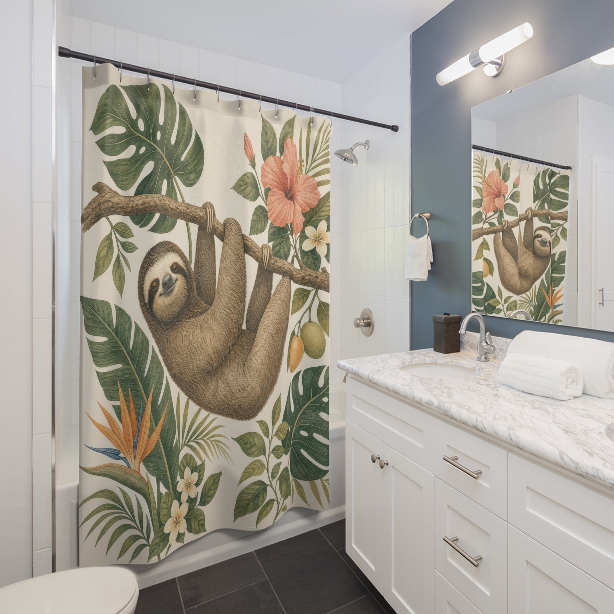 Tropical Sloth Shower Curtain
