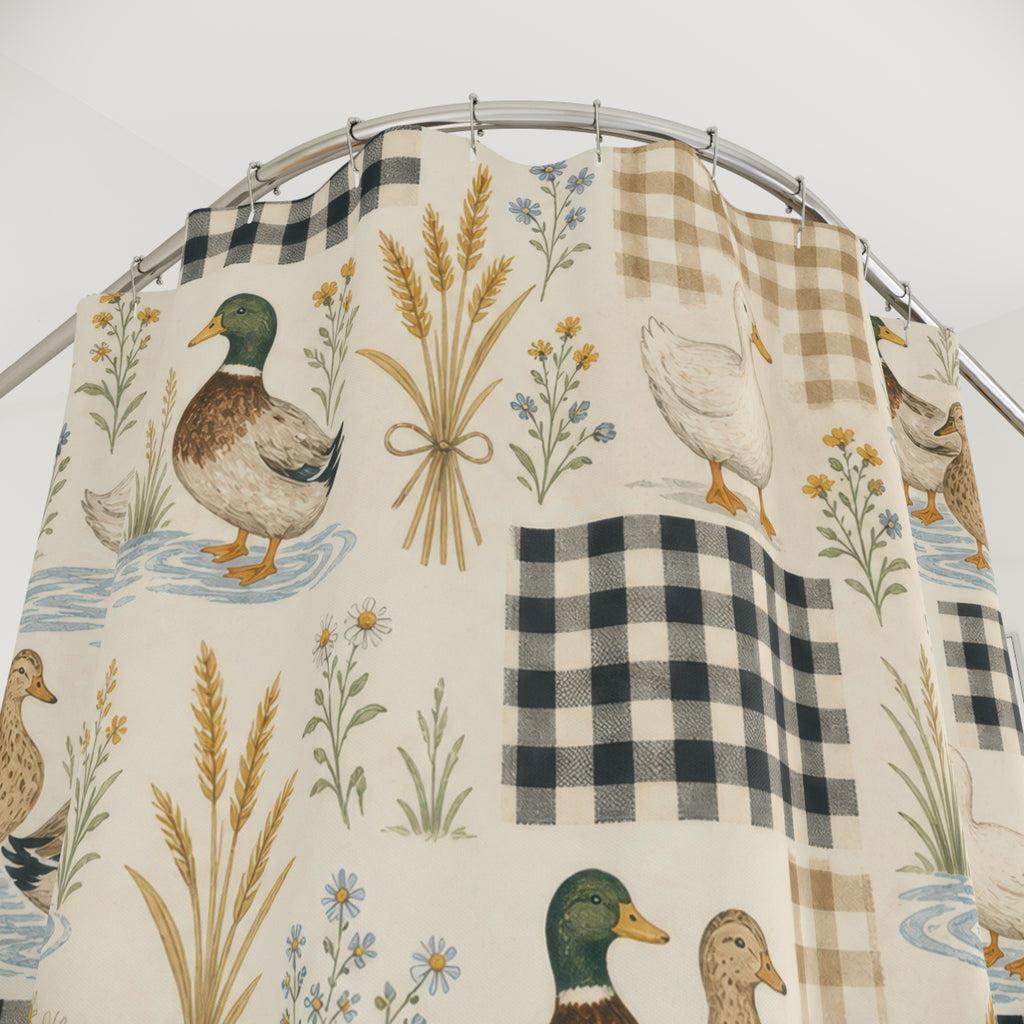 Farmhouse Mallard Patchwork Shower Curtain