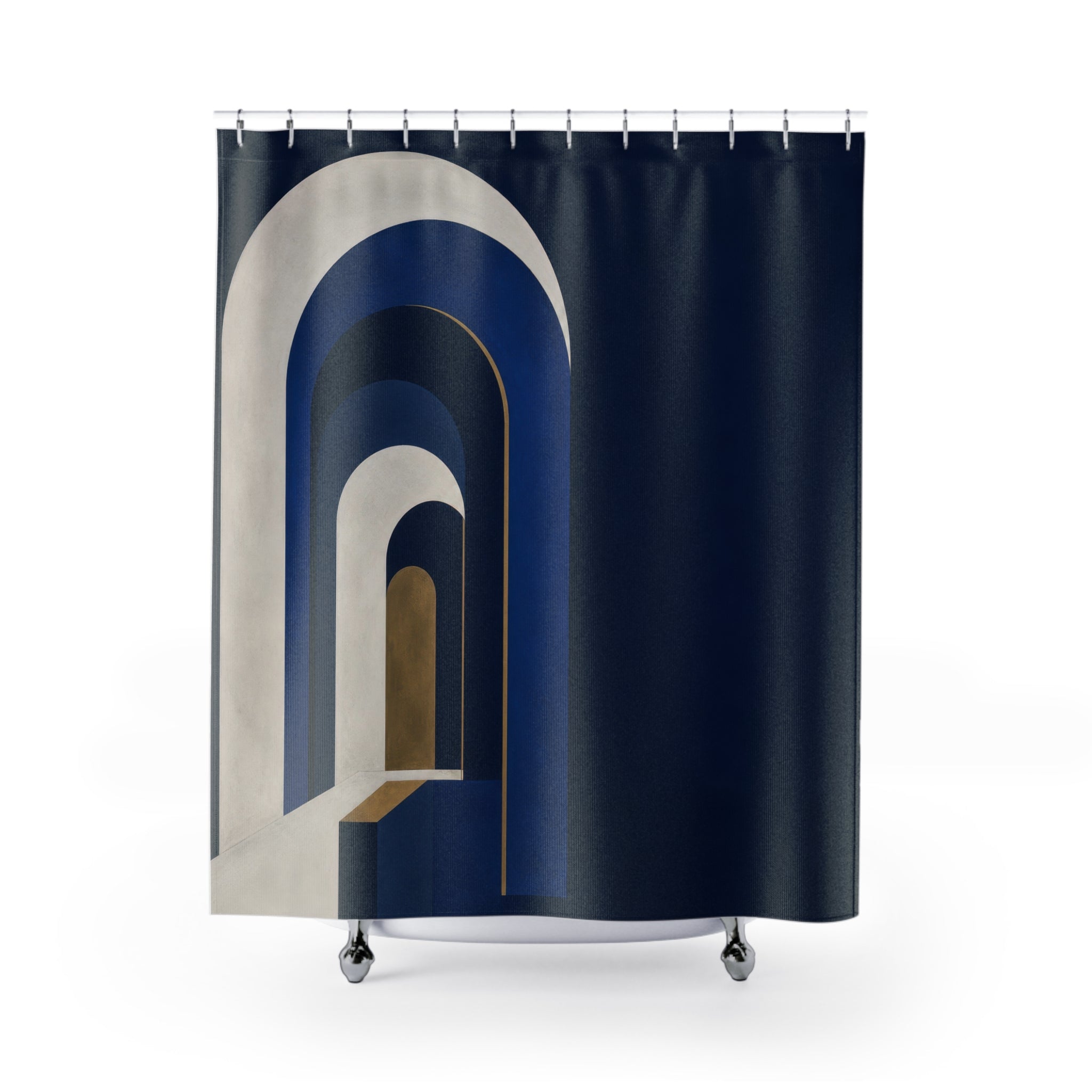 Modernist Arches Navy Shower Curtain