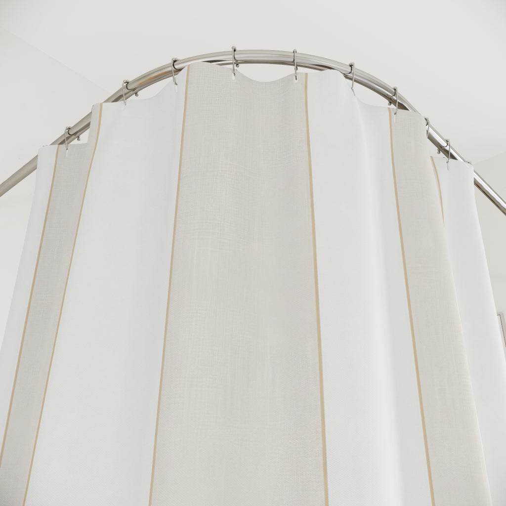 Ivory Beige Wide Vertical Band Shower Curtain