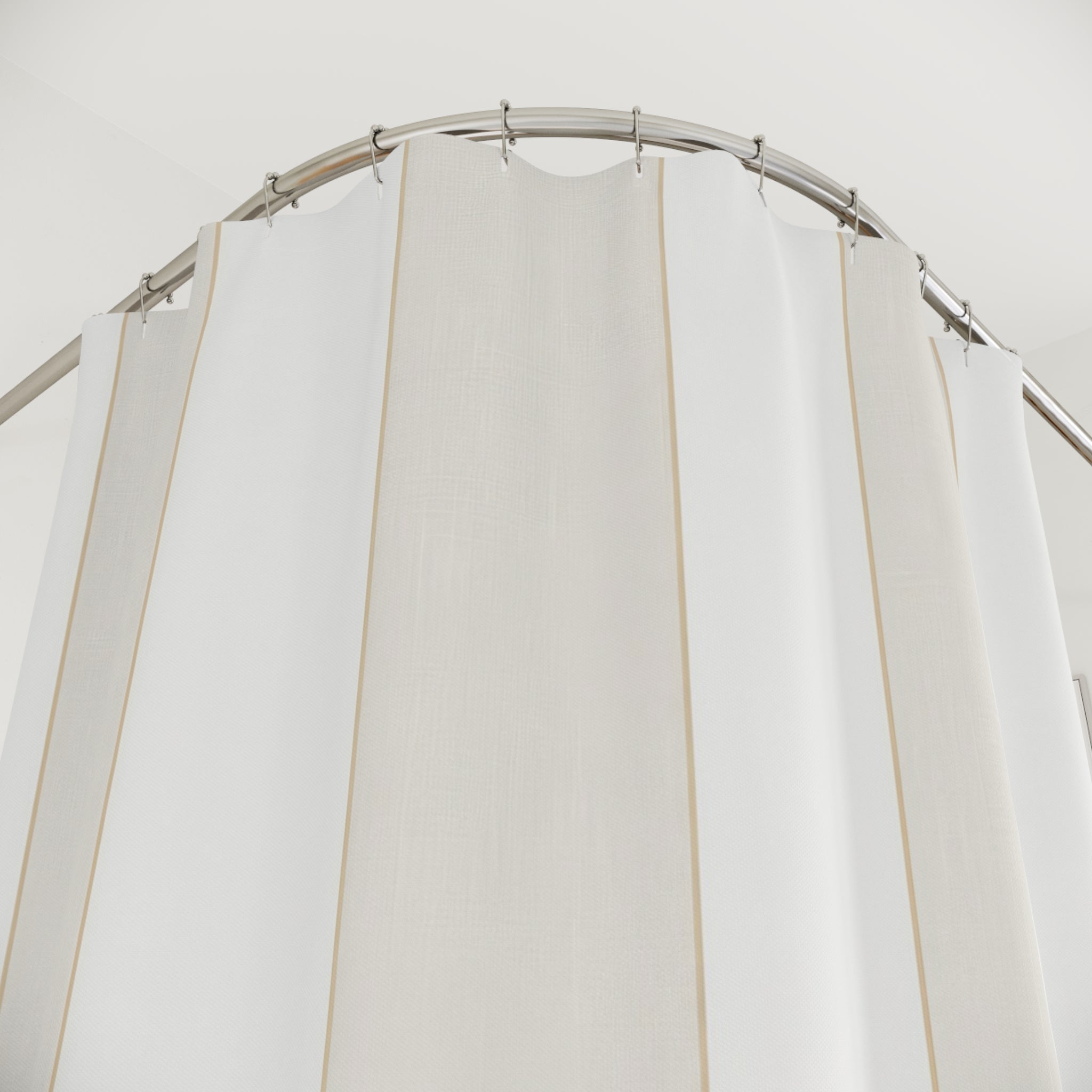 Ivory Beige Wide Vertical Band Shower Curtain