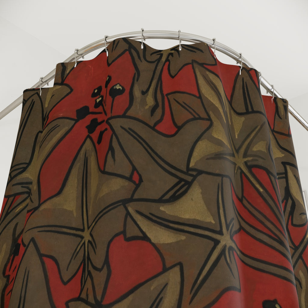 Mackmurdo Ivy Shower Curtain – 1880s Red Botanical