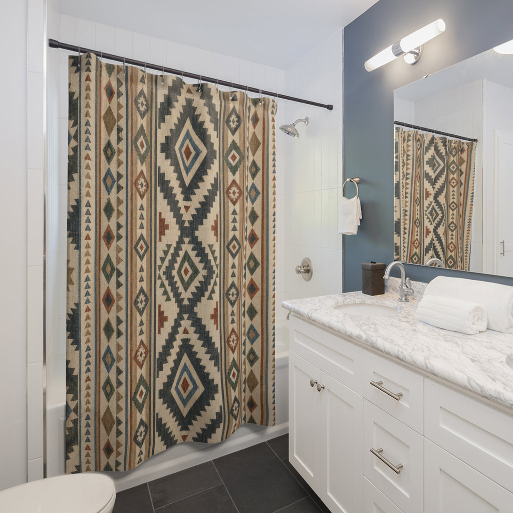 Teal Rust Southwestern Shower Curtain