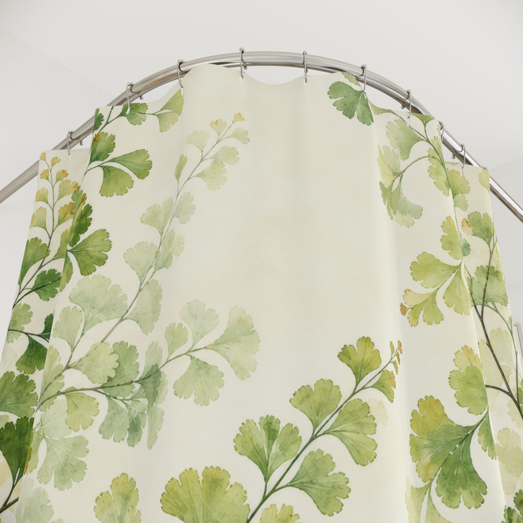 Luminous Watercolor Maidenhair Fern Shower Curtain