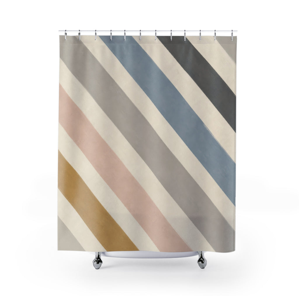 Diagonal Pastel Stripe Shower Curtain