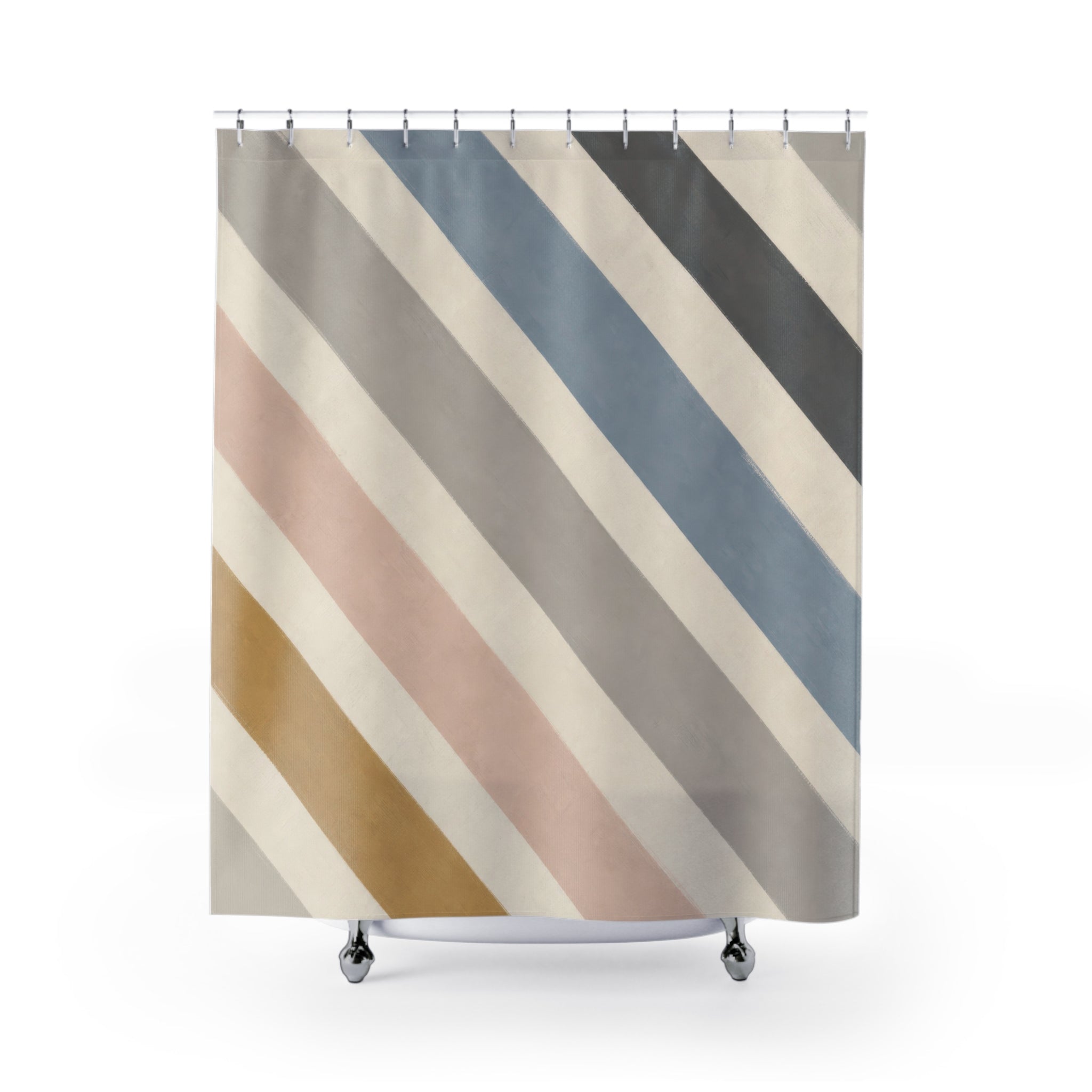 Diagonal Pastel Stripe Shower Curtain