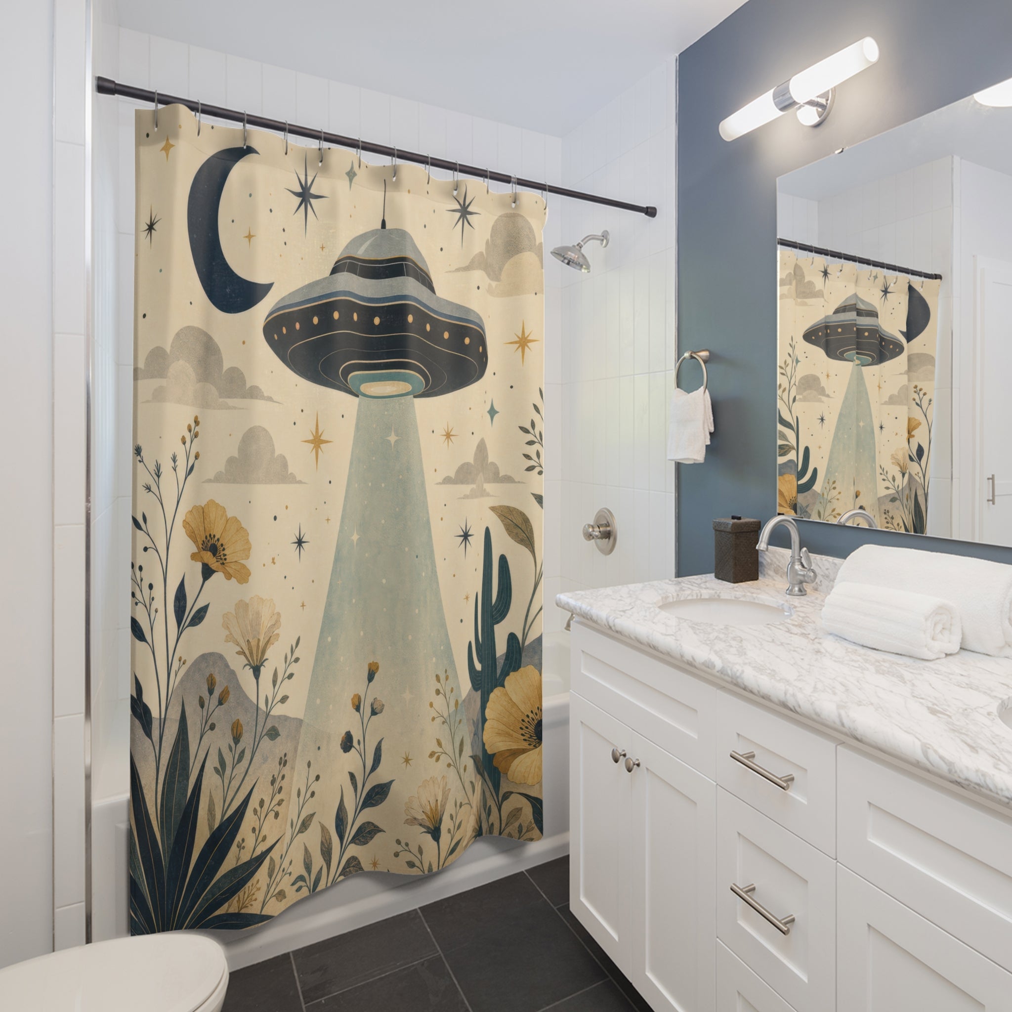 Space UFO Shower Curtain