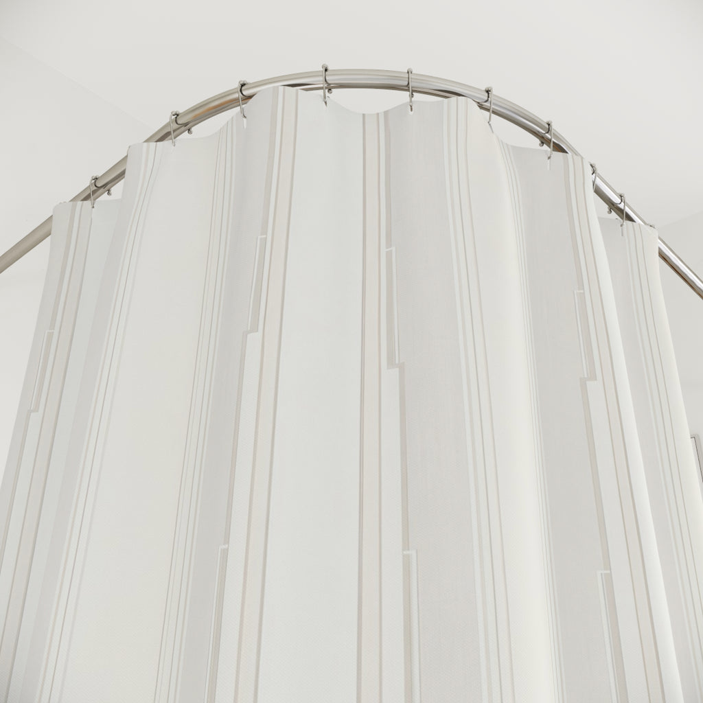 Cream Beige Soft Vertical Stripe Shower Curtain