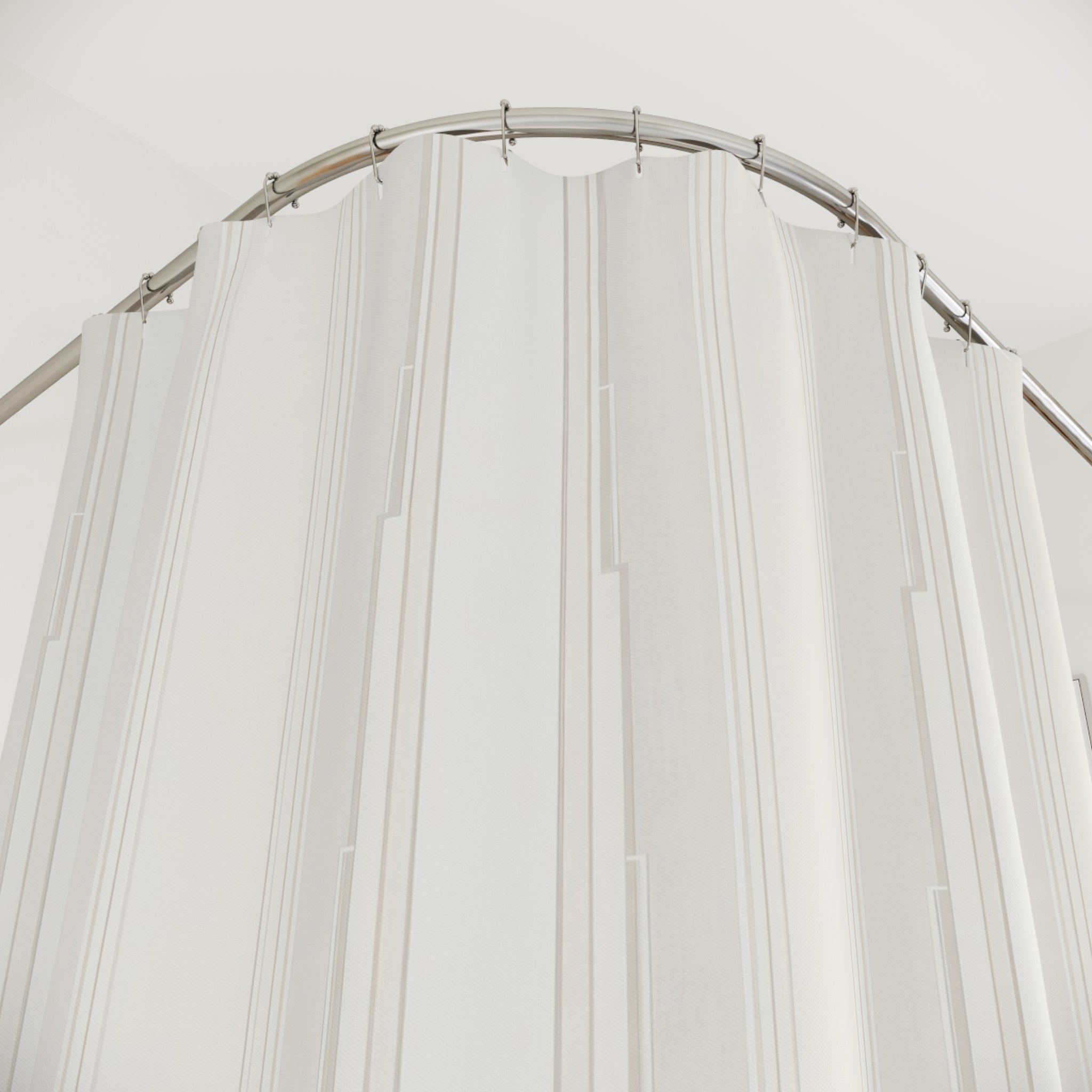 Cream Beige Soft Vertical Stripe Shower Curtain
