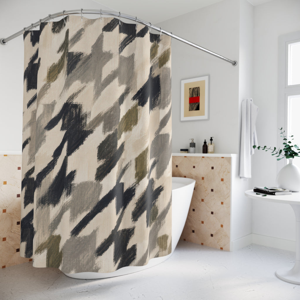 Painterly Houndstooth Shower Curtain