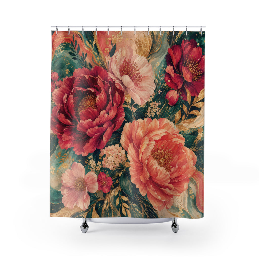 Gorgeous Floral Shower Curtain: Pink Coral Botanical Pattern