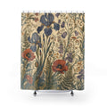 Emerald Art Nouveau Wildflower Shower Curtain