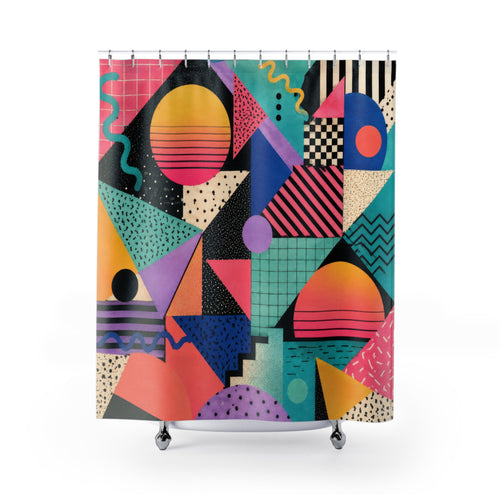 80s Shower Curtain: Memphis Geometry