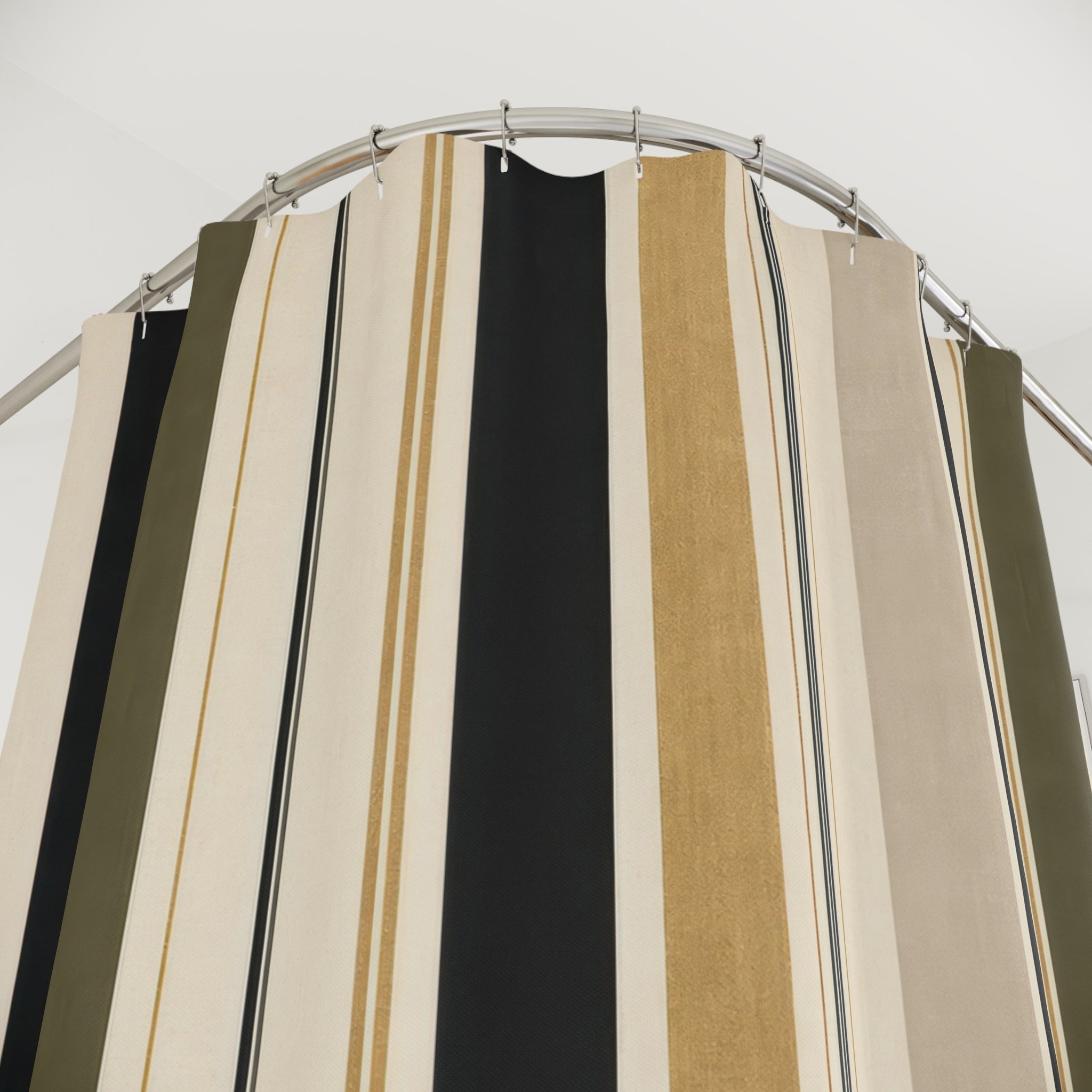 Cream Beige Vertical Stripe Shower Curtain