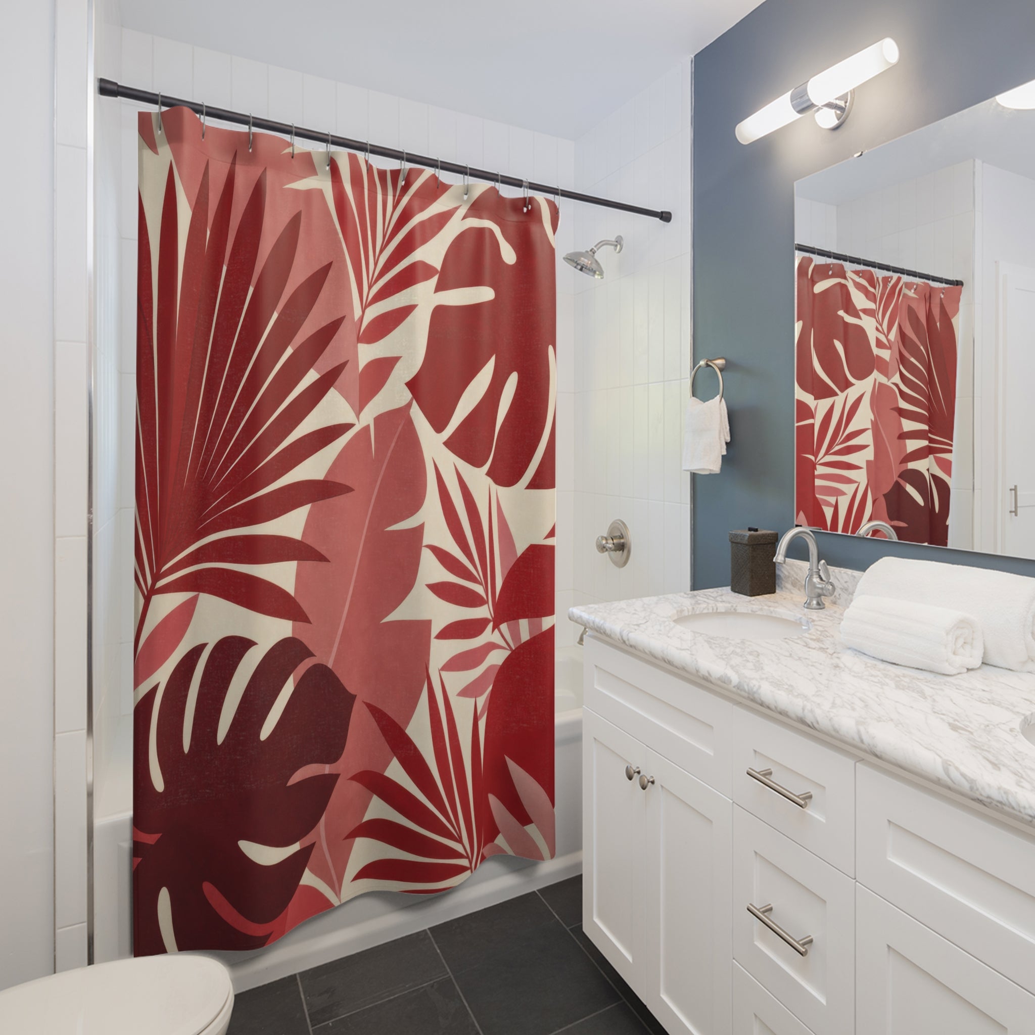 Red Tropical Shower Curtain