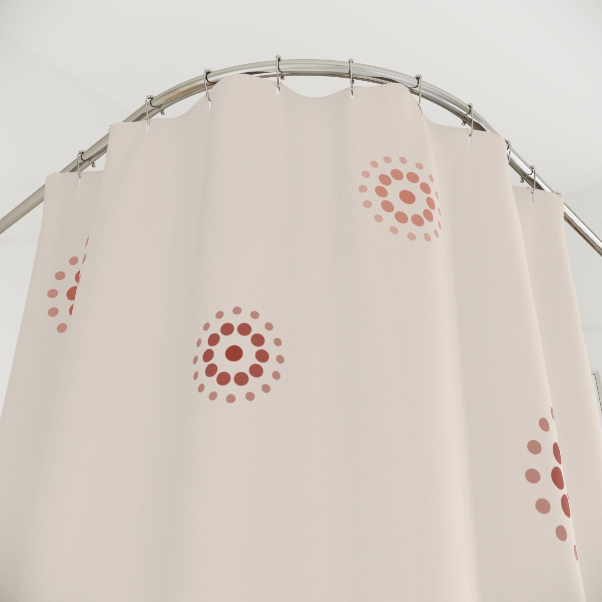Beige and Coral Floral Dot Shower Curtain
