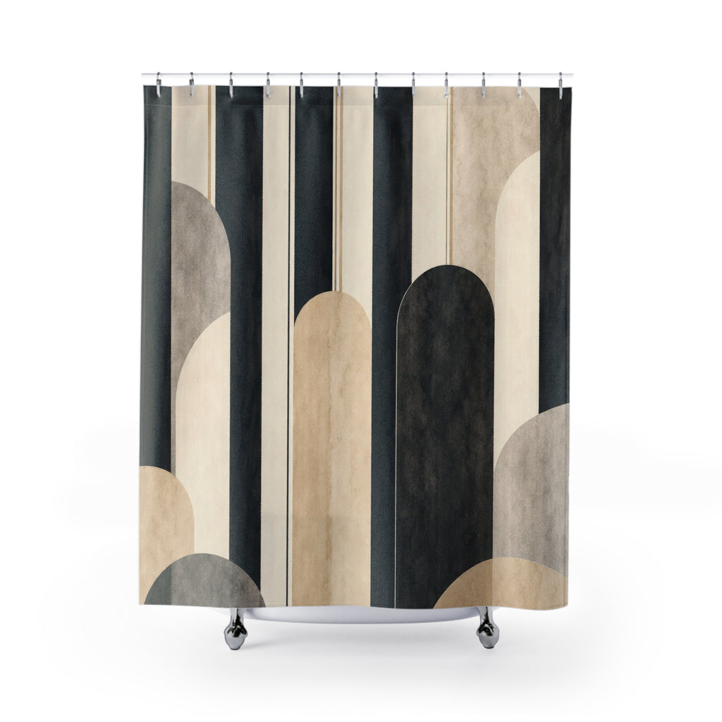 Beige Ivory Repeating Arch Stripe Shower Curtain