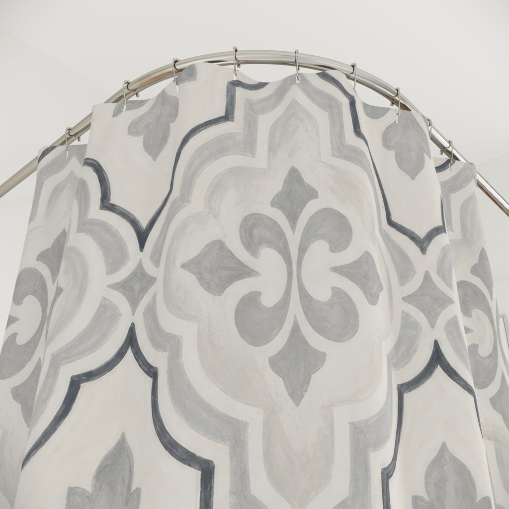 Warm Grey Tile Shower Curtain