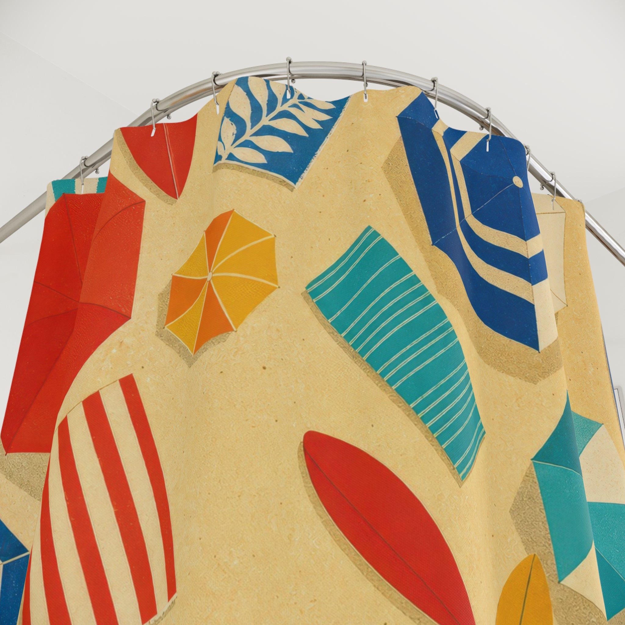 Retro Parasol Beachy Shower Curtain
