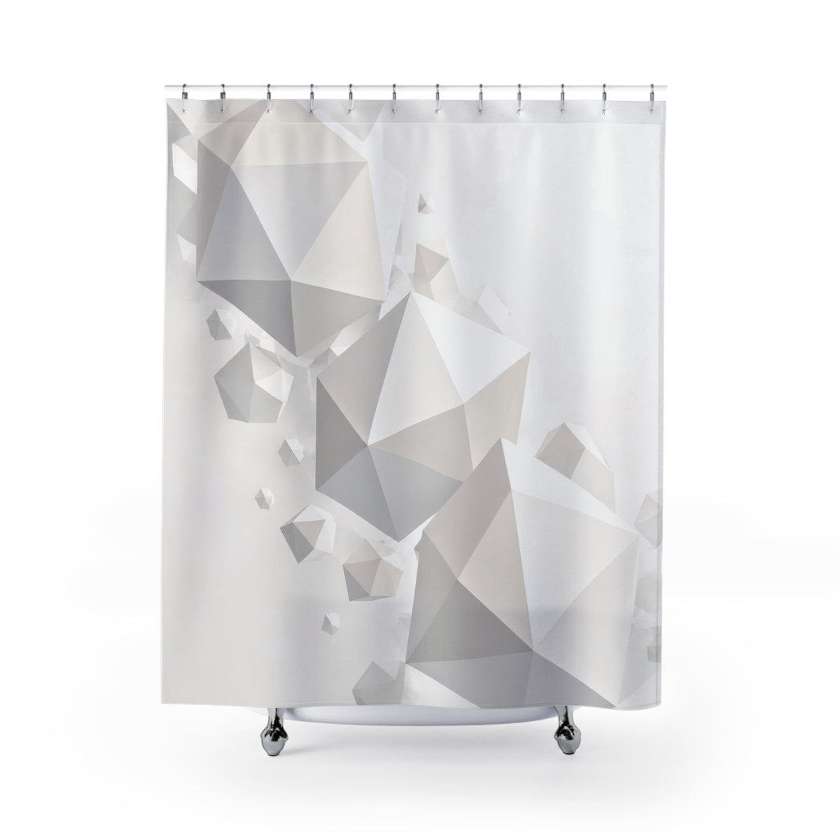 Floating Forms White Geometric Shower Curtain