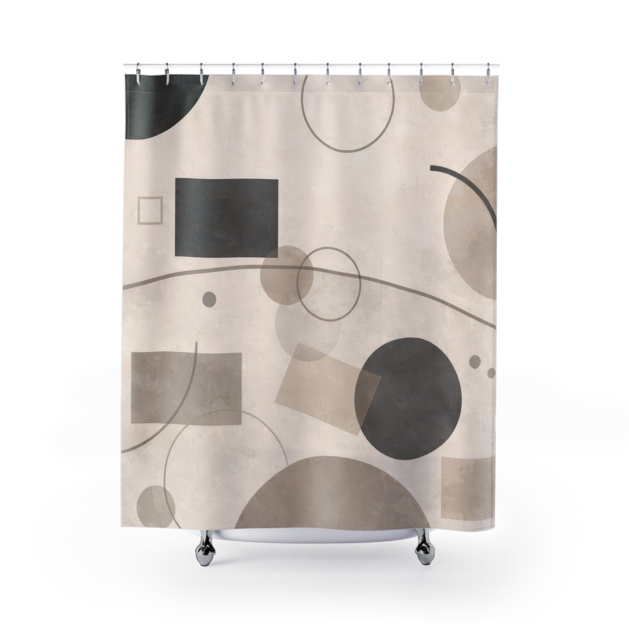 Modern Geometric Shower Curtain — Greige Circles