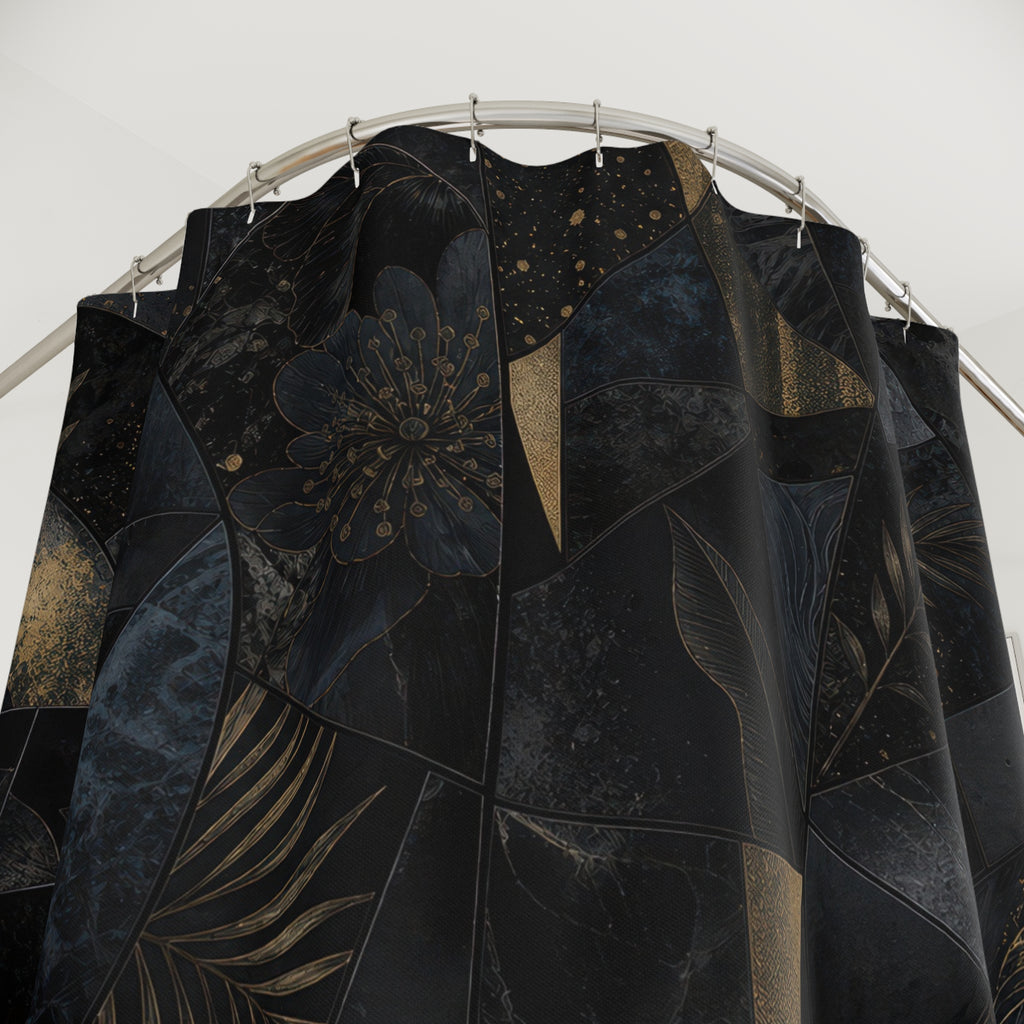 Dark Botanical Abstract Shower Curtain