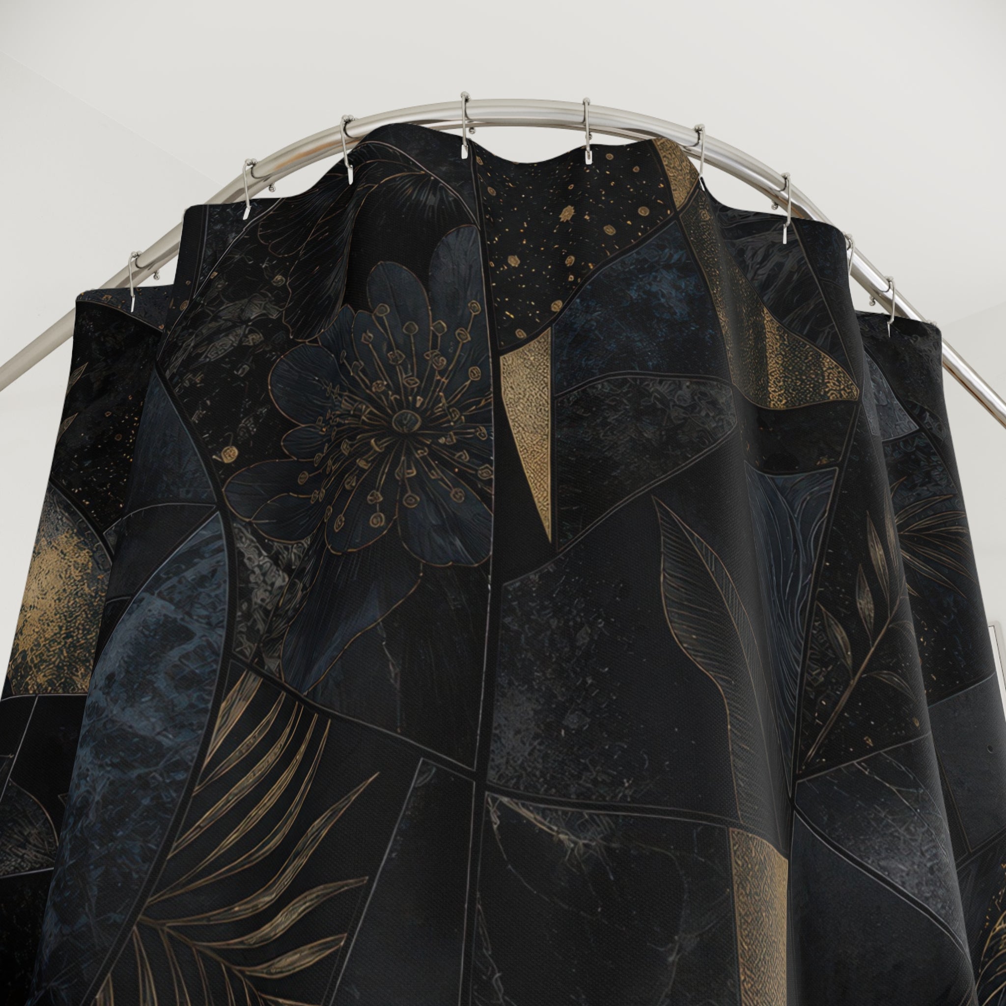 Dark Botanical Abstract Shower Curtain