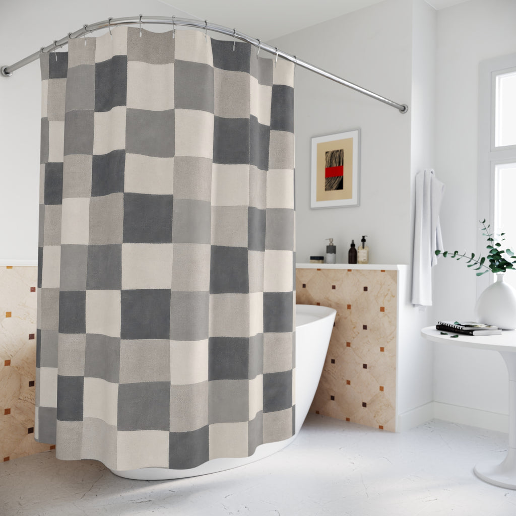 Soft Checkerboard Shower Curtain