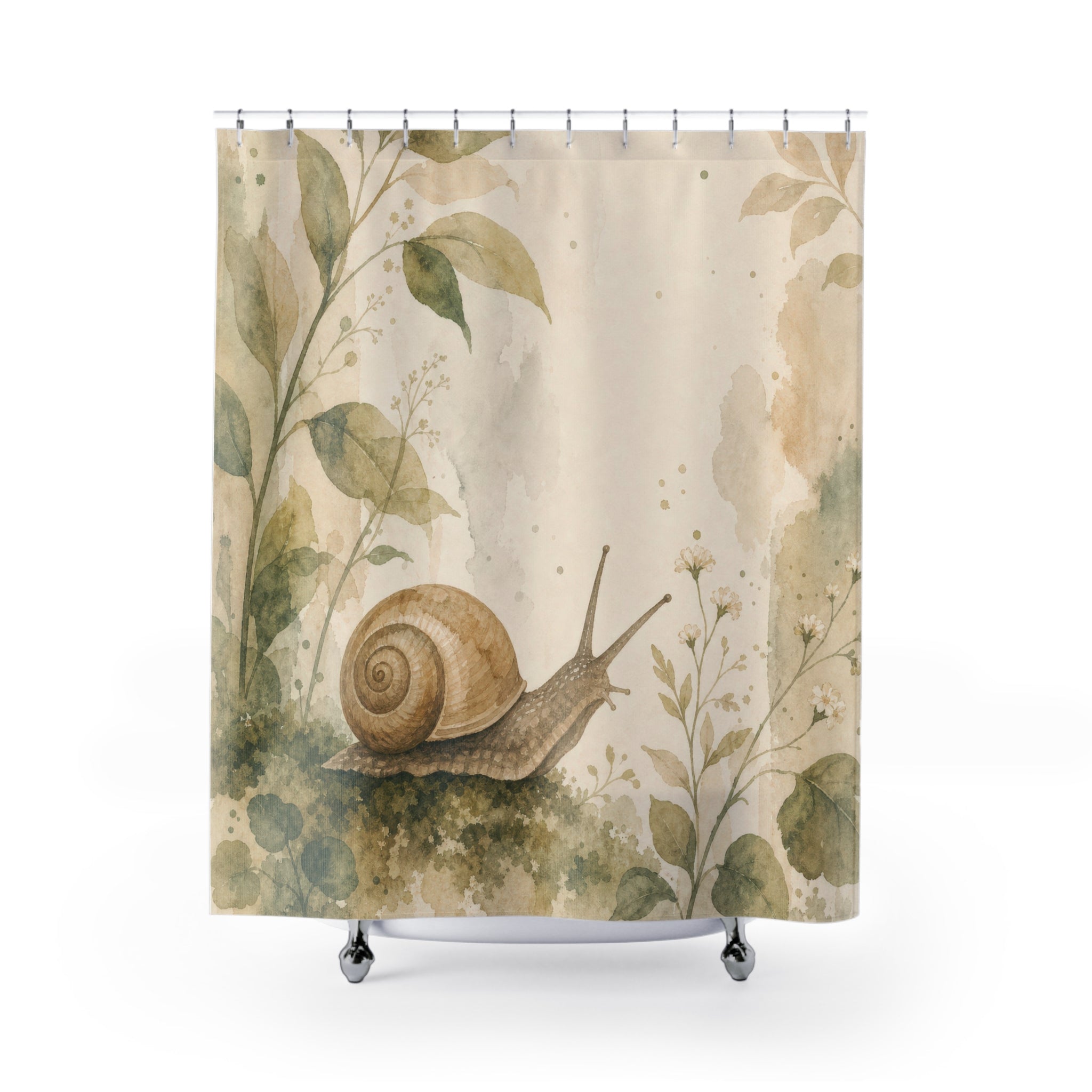 Snail Botanical Nature Shower Curtain