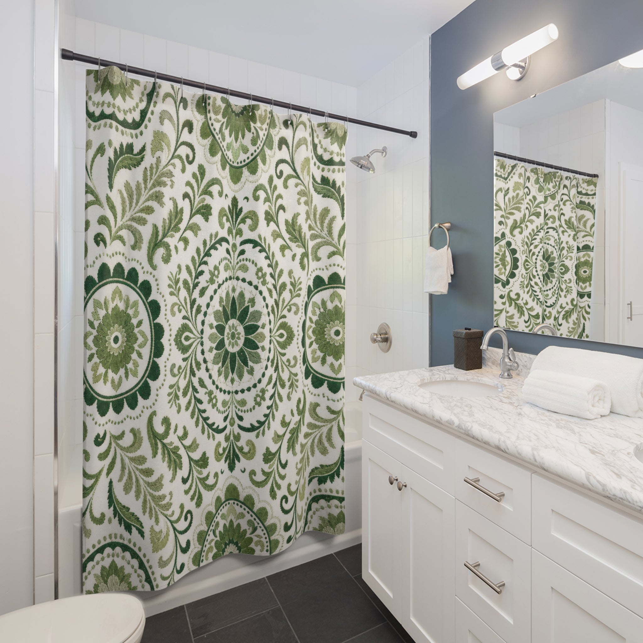 Botanical Medallion Leaf Shower Curtain