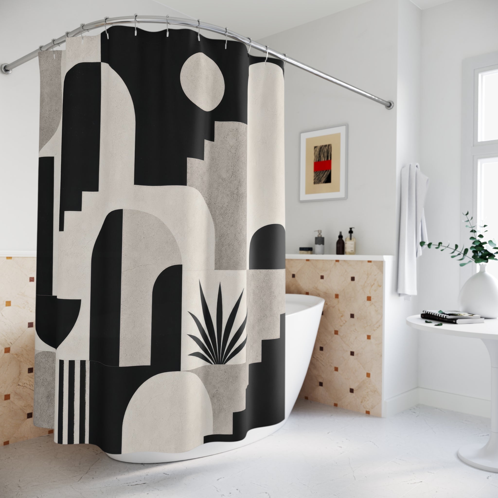 Black White Desert Shower Curtain