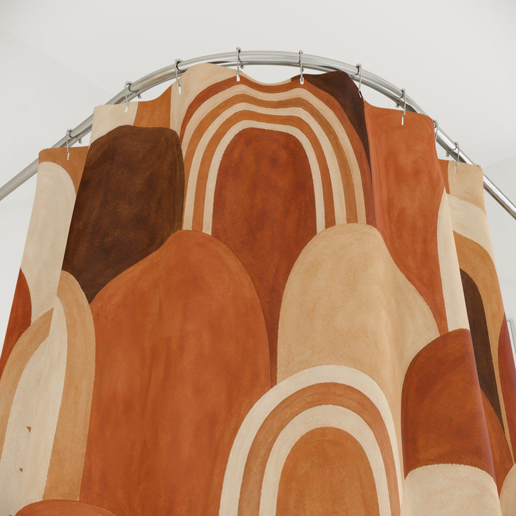 Terracotta Brown Arch Shower Curtain