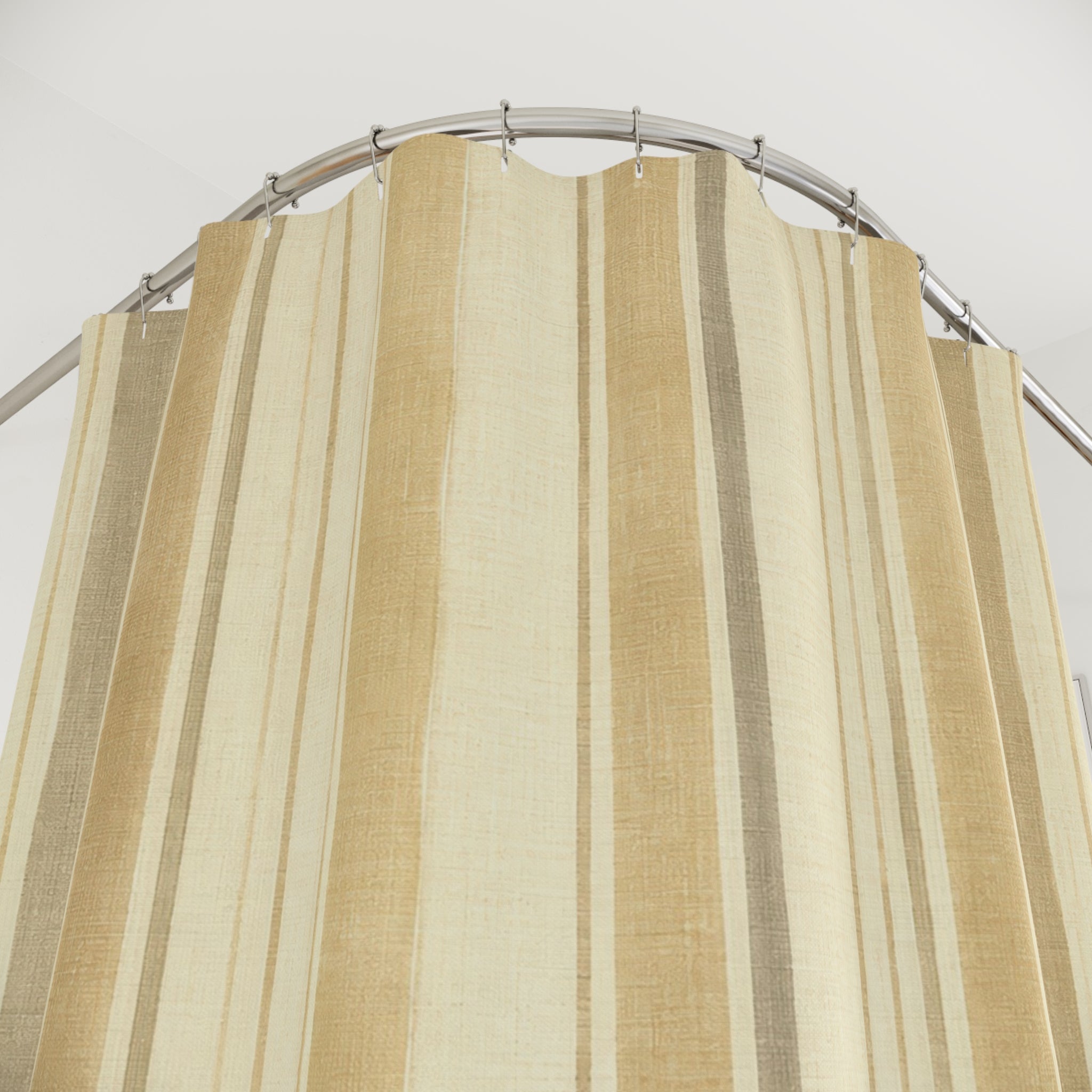 Beige Tan Vertical Stripe Shower Curtain