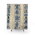 Indigo Watercolor Damask Stripe Shower Curtain