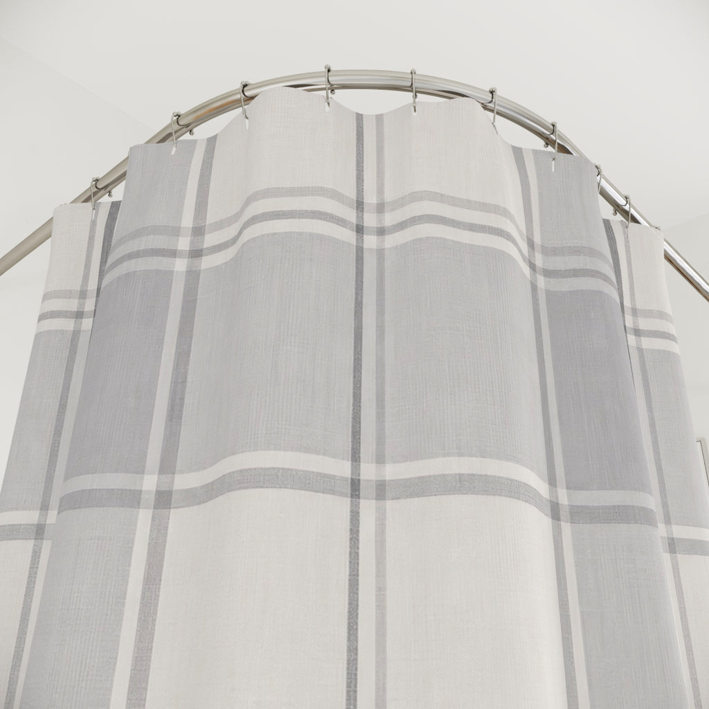 Grey White Plaid Shower Curtain