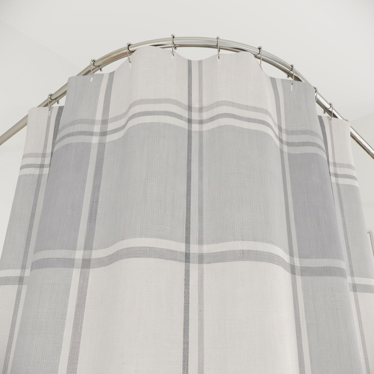 Grey White Plaid Shower Curtain