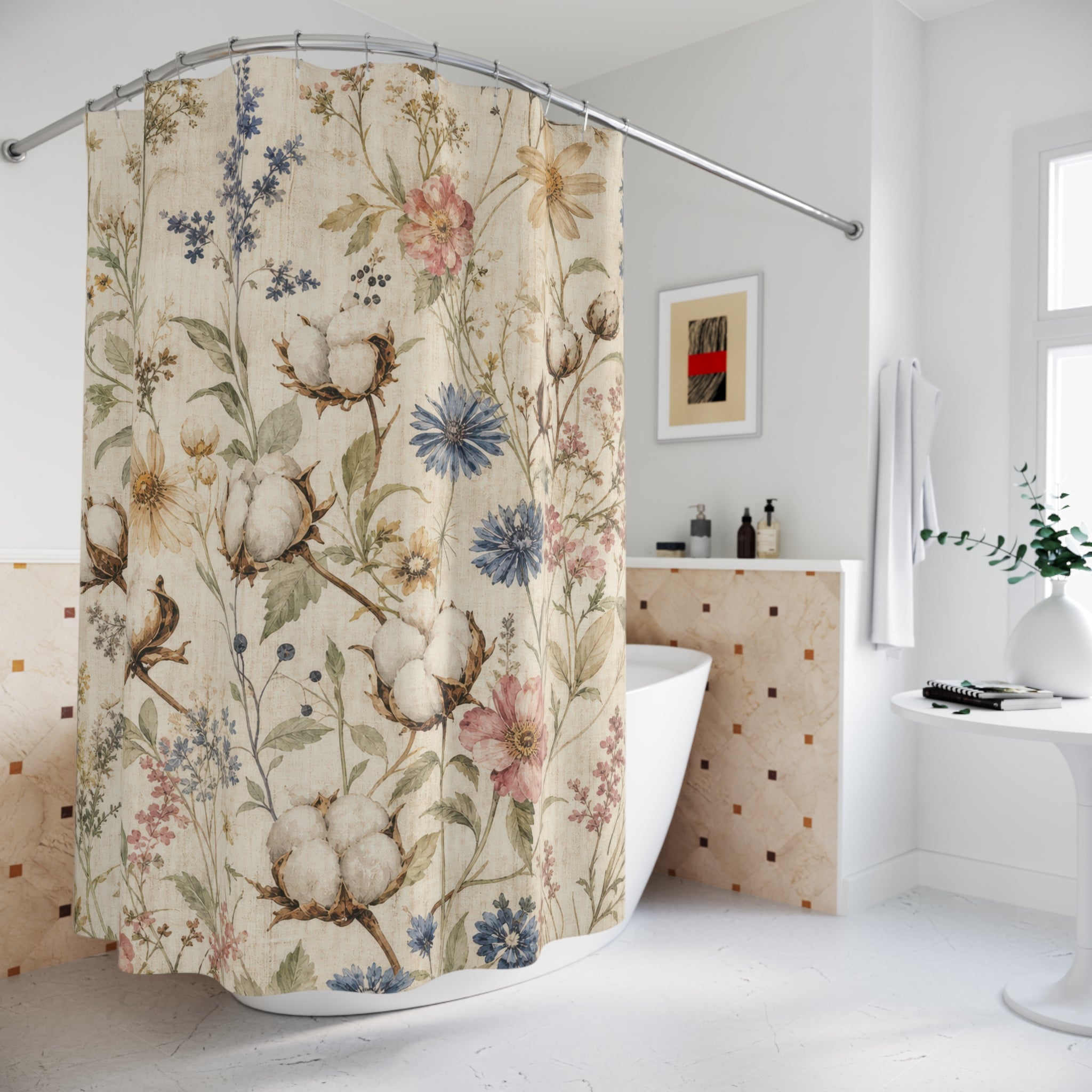 Farmhouse Floral Shower Curtain