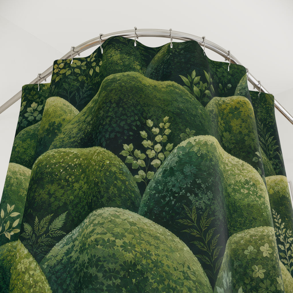 Green Scallop Topiary Shower Curtain