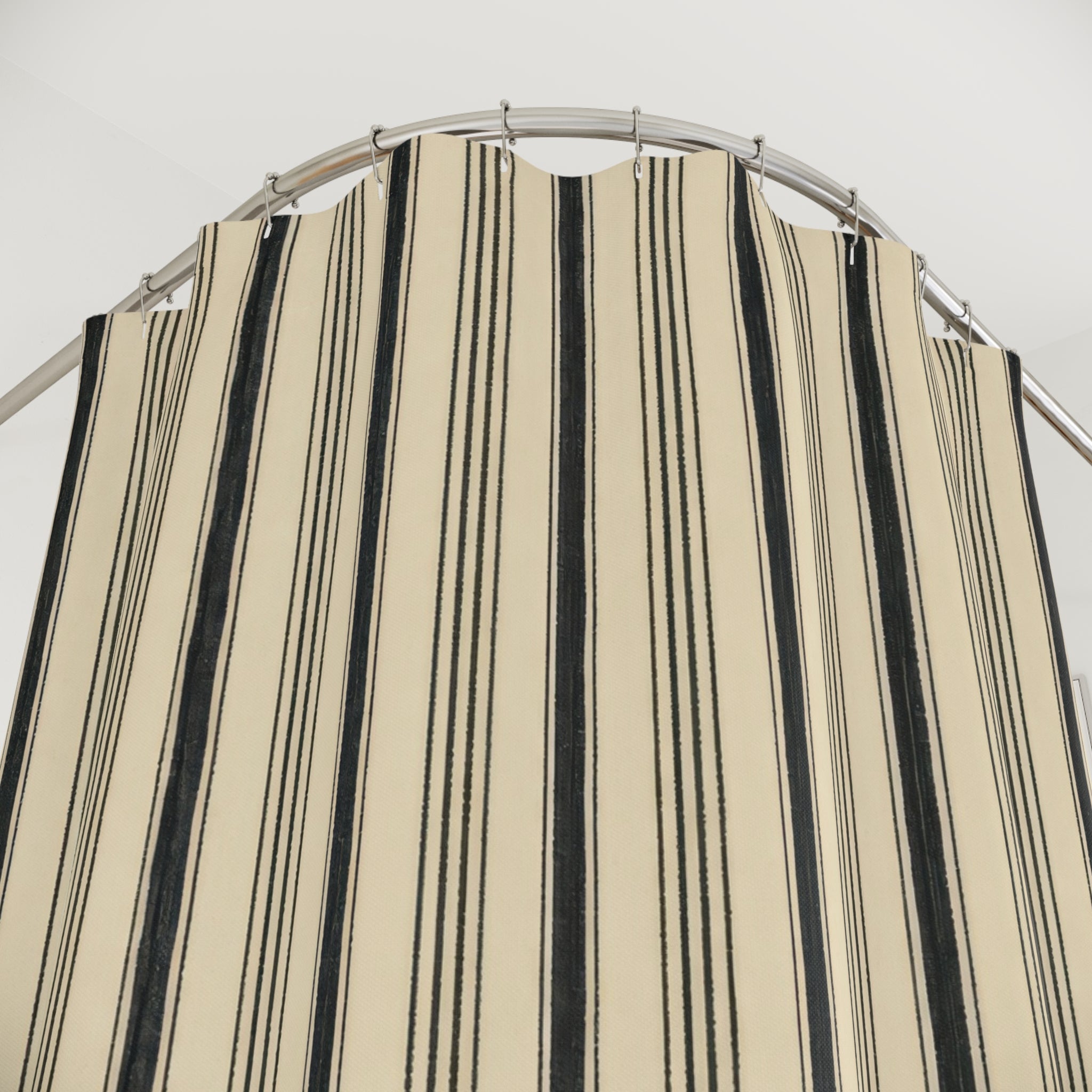 Cream Beige Pinstripe Shower Curtain