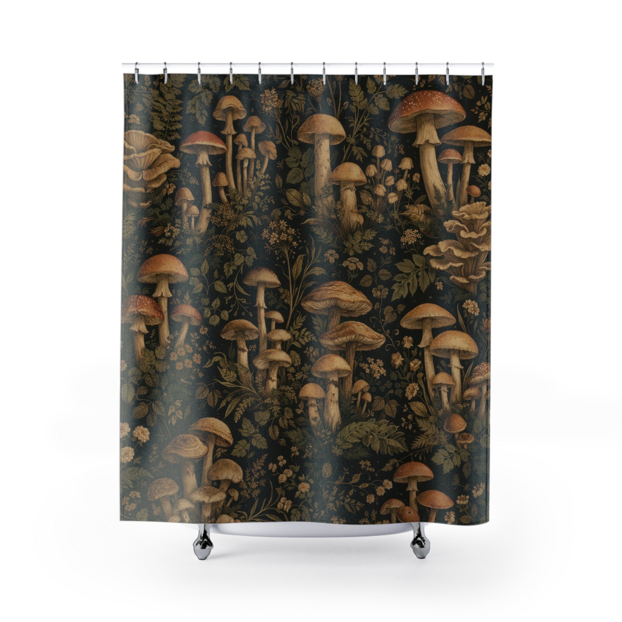 Woodland Mushroom Shower Curtain – Dark Academia Forest