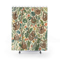 Kids Sloth Shower Curtain, Cute Jungle Animal Pattern, Tropical Leaf Bathroom Decor, Nursery Jungle Wall Decor Guest Bath Wall Gift