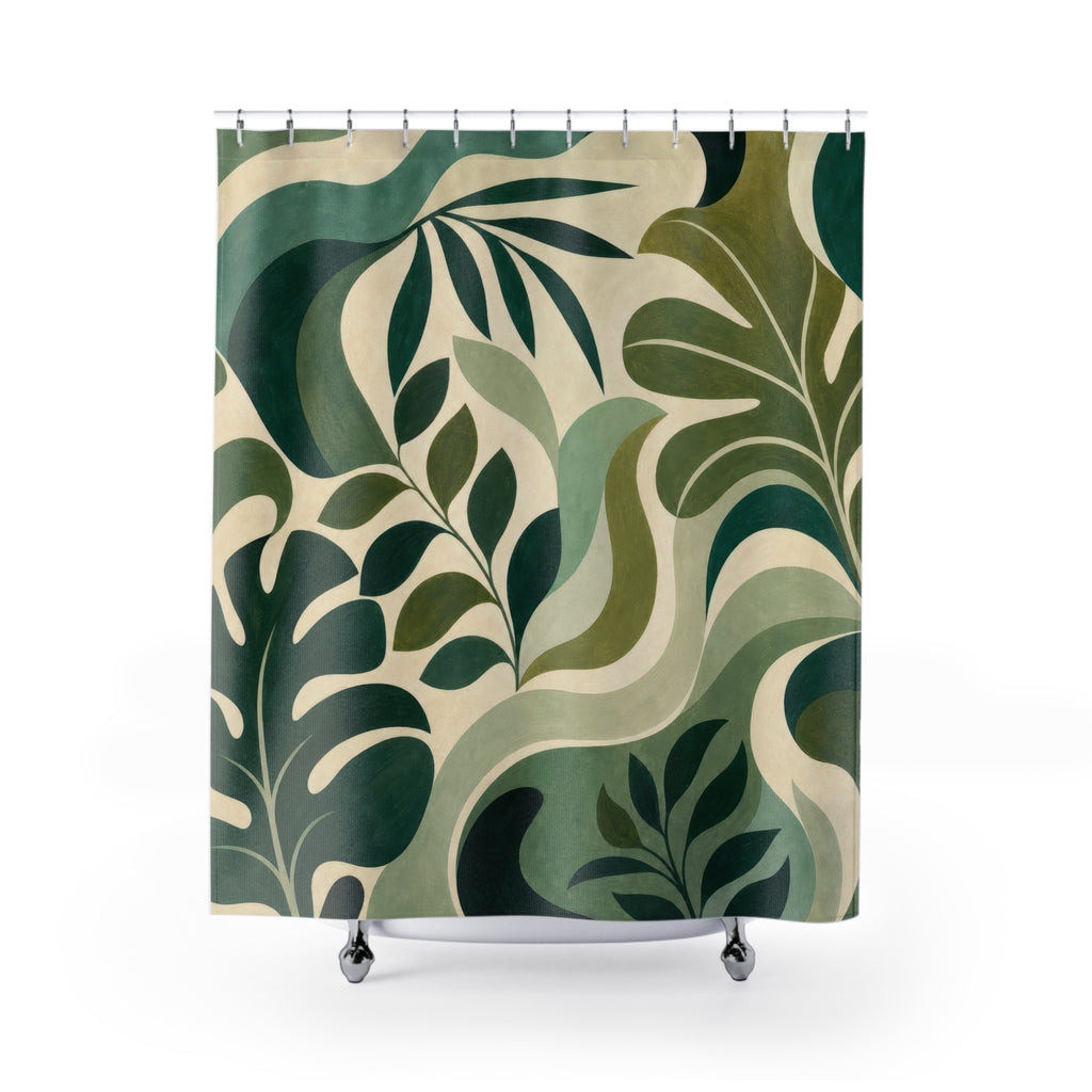 Green Abstract Palm Shower Curtain