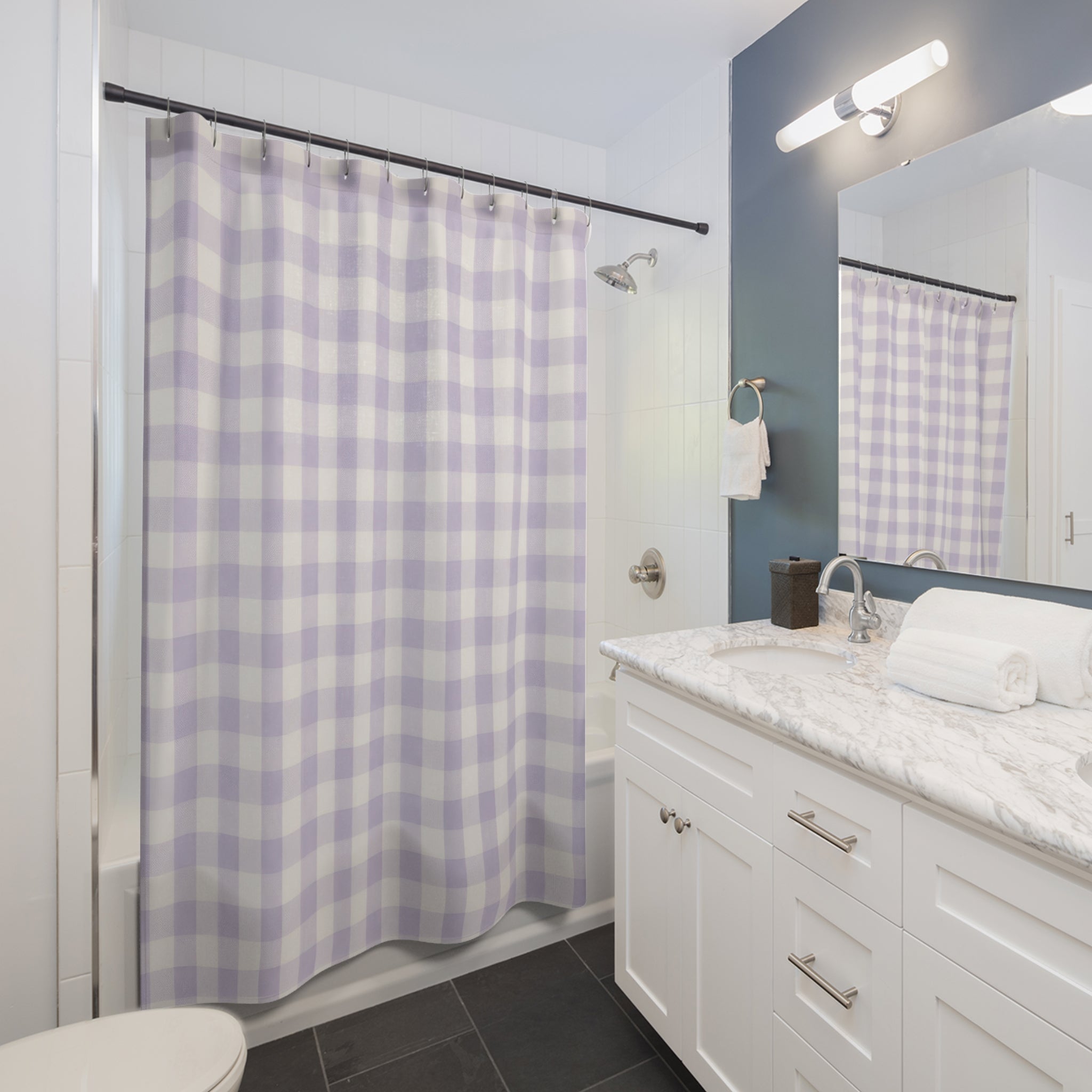 Gingham Lavender Shower Curtain