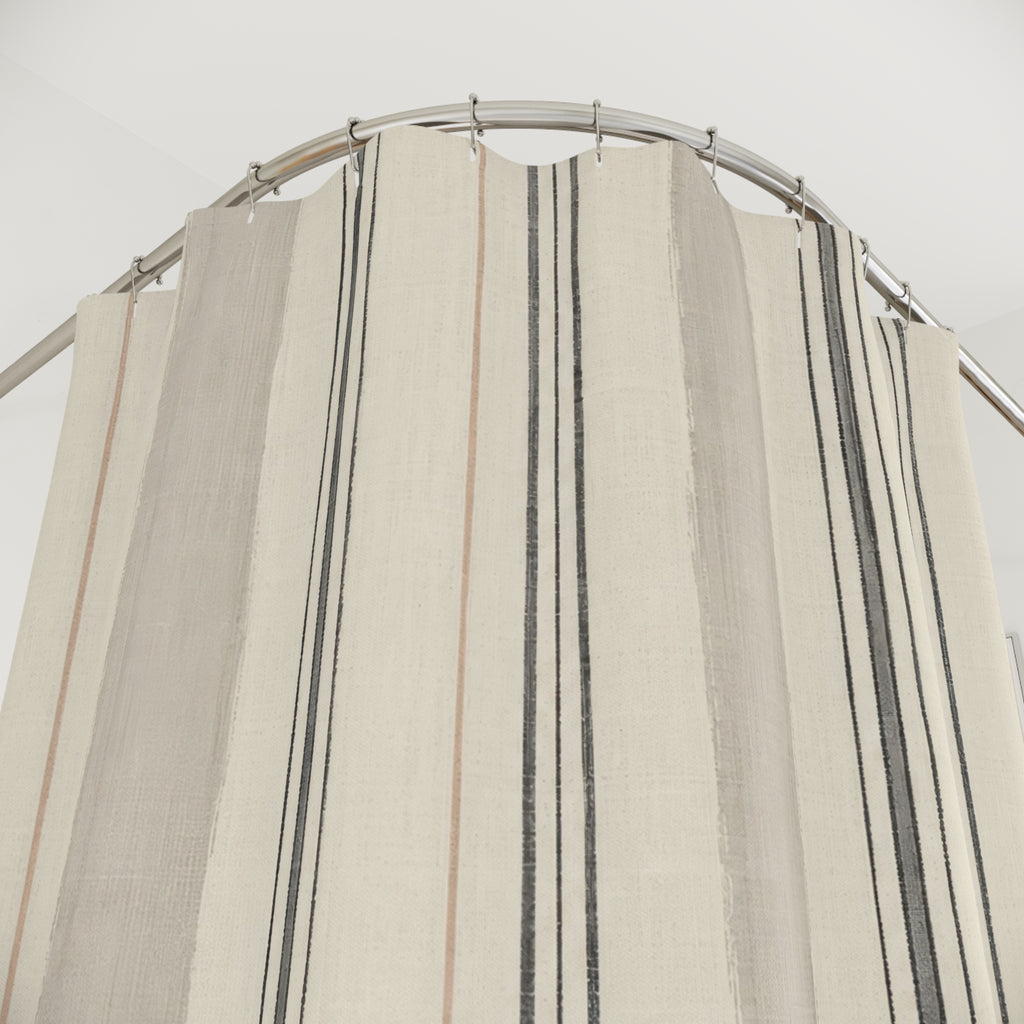 Black Cream Pinstripe Shower Curtain
