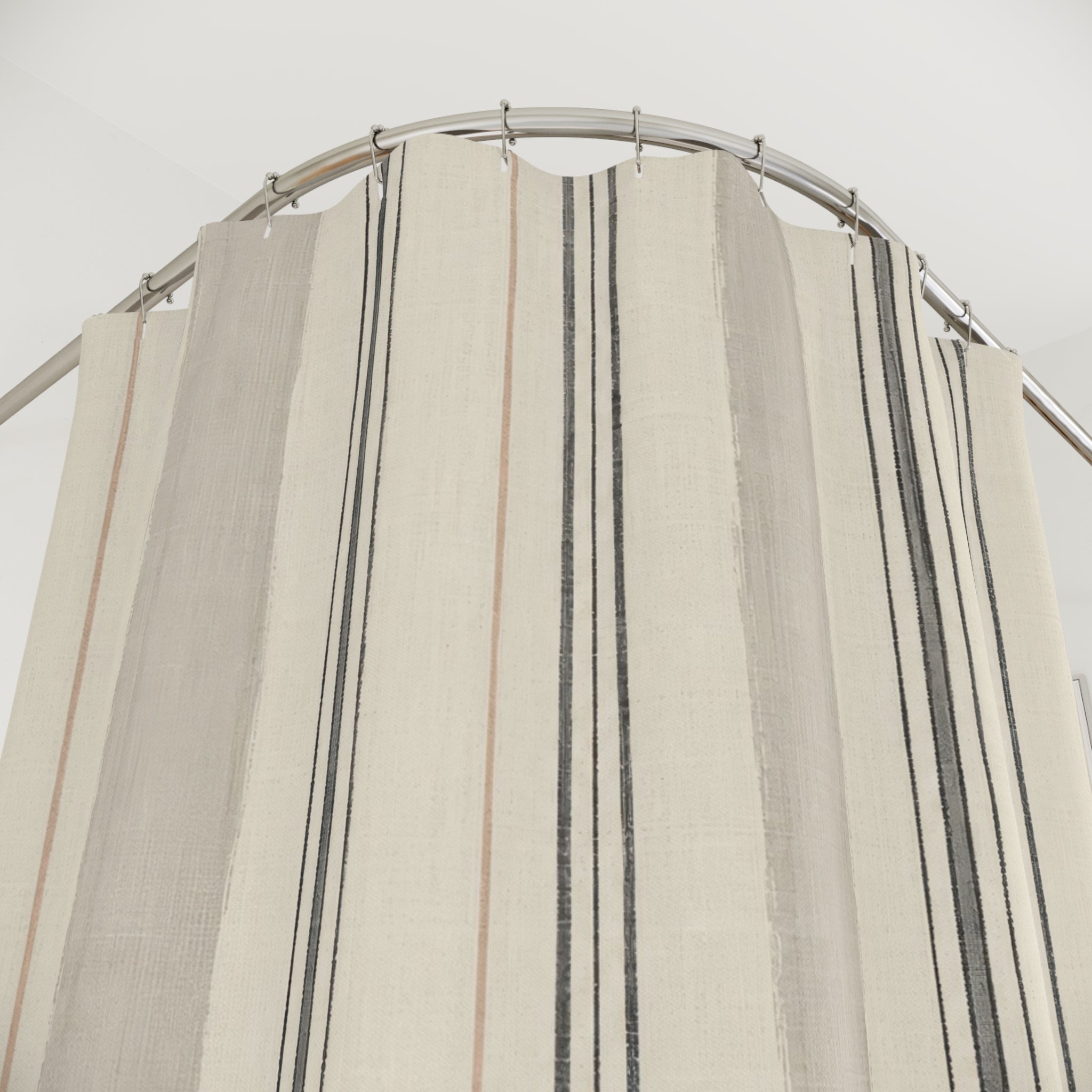 Black Cream Pinstripe Shower Curtain