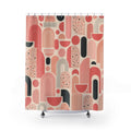 Retro Geometric Mid Century Modern Pink Shower Curtain